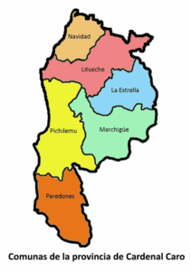 Mapa de la Provincia de Cardenal Caro, Región de O'Higgins